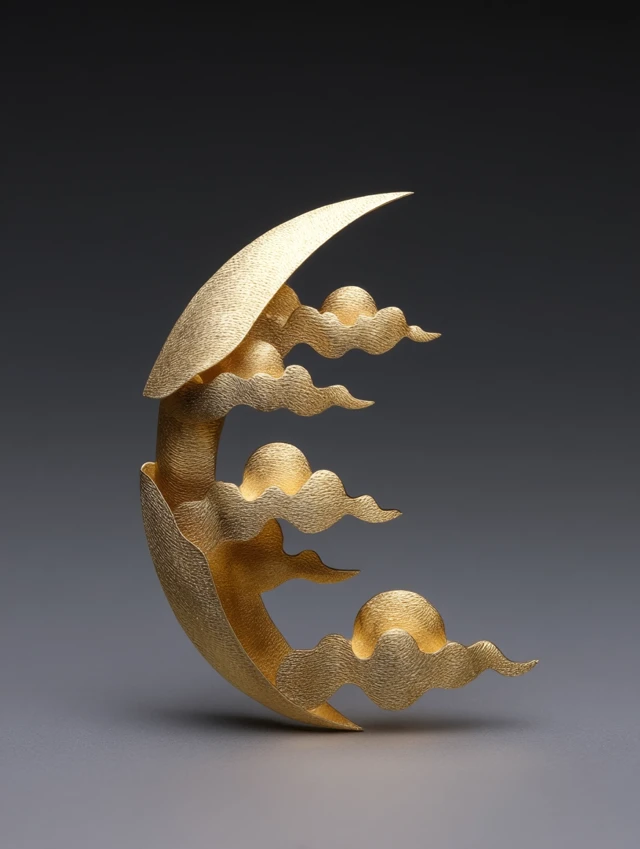 Midjourney Abstract Gold Brooch: v5.2 vs v6.1 vs v7.0 - v7.0 - Image 3