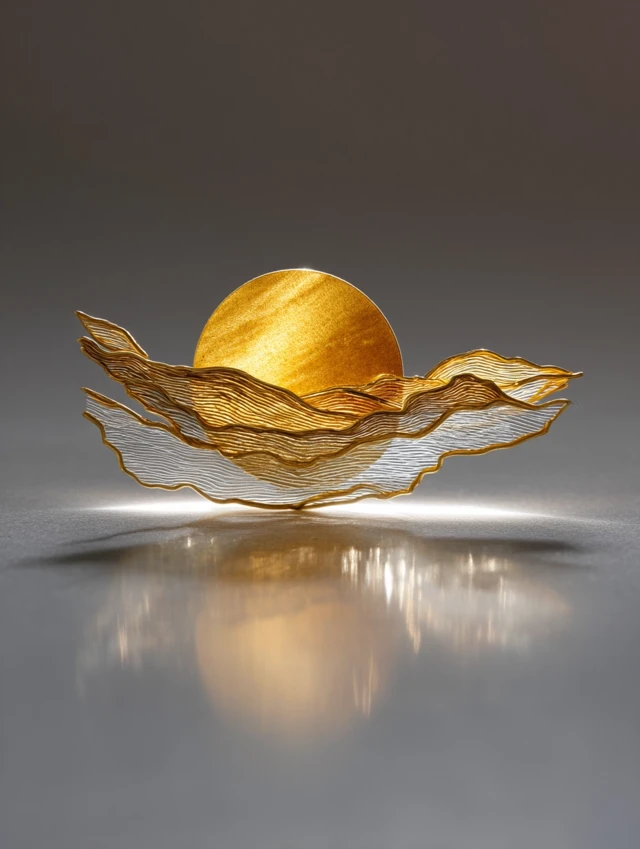 Midjourney Abstract Gold Brooch: v5.2 vs v6.1 vs v7.0 - v7.0 - Image 1