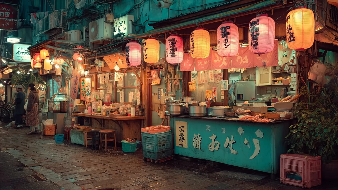 Cyberpunk Osaka Night Market: Midjourney AI Art v5.2-v7.0 - v7.0 - Image 3