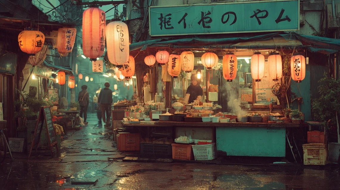 Cyberpunk Osaka Night Market: Midjourney AI Art v5.2-v7.0 - v7.0 - Image 2