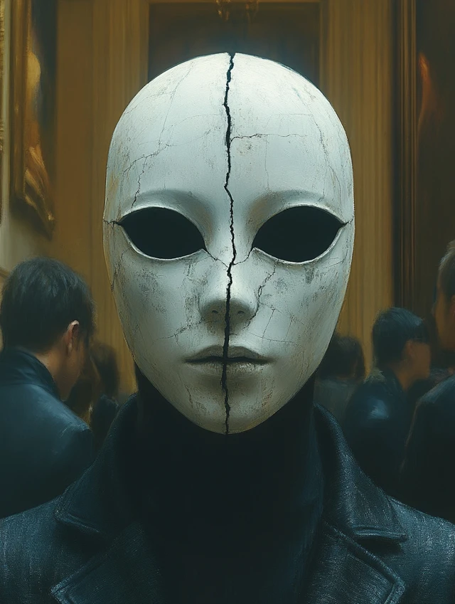Midjourney Cracked Mask Portraits: V5.2 vs V6.1 vs V7.0 - v6.1 - Image 3