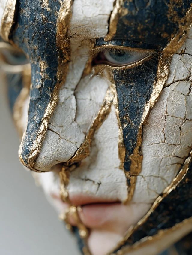 Midjourney Cracked Mask Portraits: V5.2 vs V6.1 vs V7.0 - v7.0 - Image 1