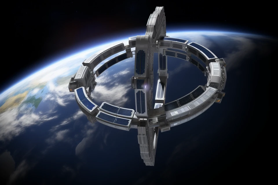 Midjourney: Retro Sci-Fi Space Station Concept Art Review - v5.2 - Image 2