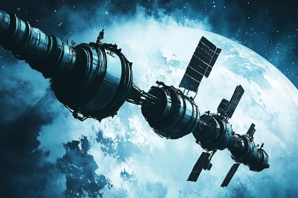 Midjourney: Retro Sci-Fi Space Station Concept Art Review - v6.1 - Image 4