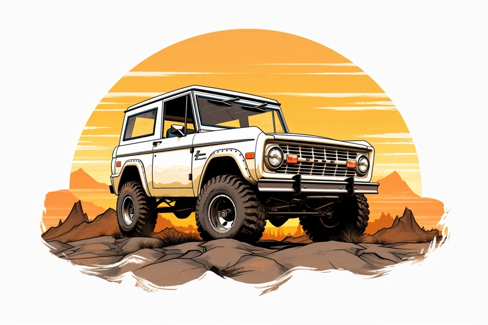 Vintage Bronco Logo: Midjourney v5.2 v6.1 v7.0 Compared - v5.2 - Image 2