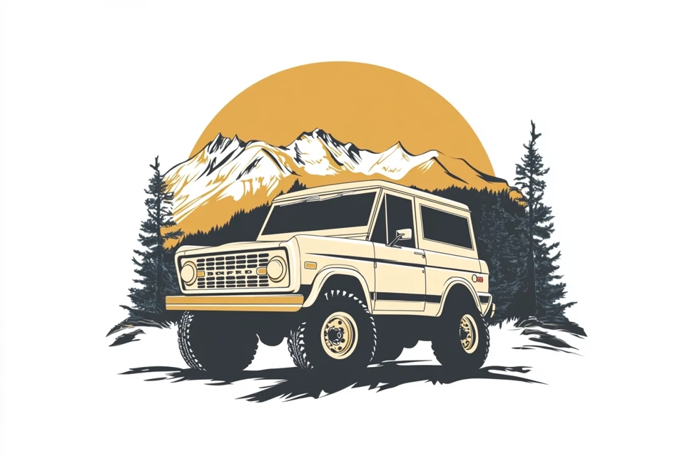 Vintage Bronco Logo: Midjourney v5.2 v6.1 v7.0 Compared - v6.1 - Image 3