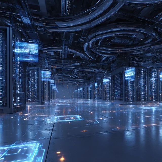 MidJourney v5-v7: Futuristic Server Room Visualization Evolution - v7.0 - Image 3