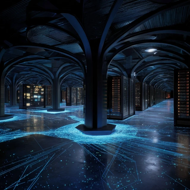 MidJourney v5-v7: Futuristic Server Room Visualization Evolution - v7.0 - Image 2