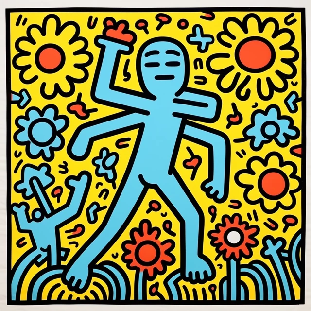 Midjourney Keith Haring Style Flowers: v5.2 vs v6.1 vs v7.0 - v5.2 - Image 2