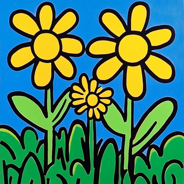 Midjourney Keith Haring Style Flowers: v5.2 vs v6.1 vs v7.0 - v6.1 - Image 2