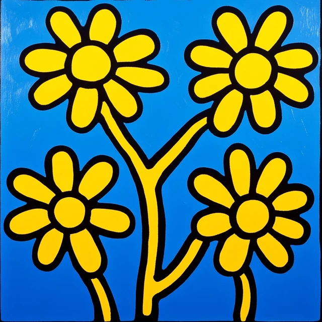 Midjourney Keith Haring Style Flowers: v5.2 vs v6.1 vs v7.0 - v6.1 - Image 3