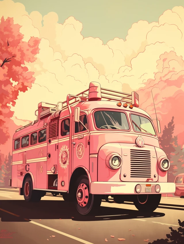 Midjourney Retro Fire Truck Poster Art: v5.2-v7.0 Compared - v5.2 - Image 2