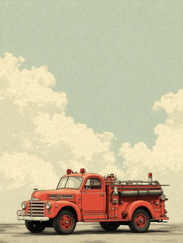 Midjourney Retro Fire Truck Poster Art: v5.2-v7.0 Compared - v7.0 - Image 3