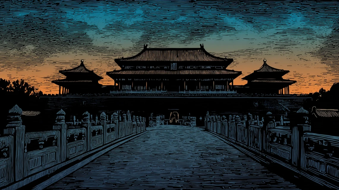 Forbidden City Silhouette Art: Midjourney v5-v7 Comparison - v7.0 - Image 3