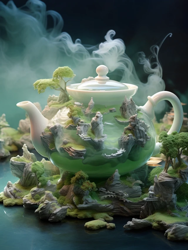 Magical Celadon Teapot Worlds: Midjourney V5.2 vs V6.1 vs V7.0 - v5.2 - Image 2