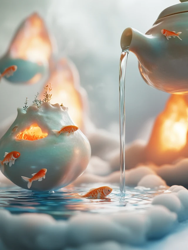 Magical Celadon Teapot Worlds: Midjourney V5.2 vs V6.1 vs V7.0 - v6.1 - Image 4