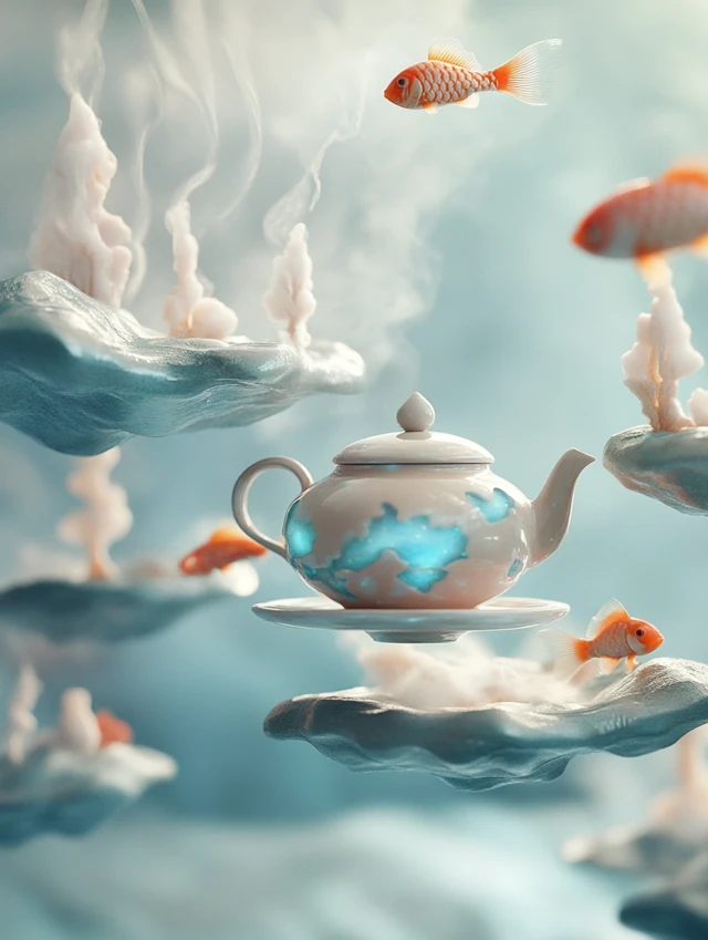 Magical Celadon Teapot Worlds: Midjourney V5.2 vs V6.1 vs V7.0 - v6.1 - Image 3