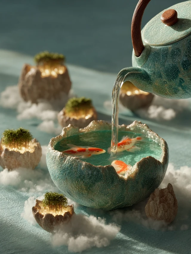 Magical Celadon Teapot Worlds: Midjourney V5.2 vs V6.1 vs V7.0 - v7.0 - Image 2