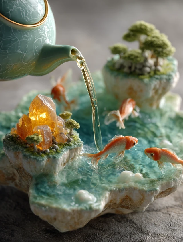 Magical Celadon Teapot Worlds: Midjourney V5.2 vs V6.1 vs V7.0 - v7.0 - Image 4