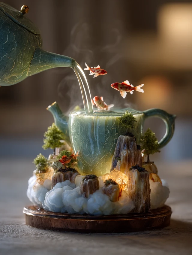 Magical Celadon Teapot Worlds: Midjourney V5.2 vs V6.1 vs V7.0 - v7.0 - Image 1