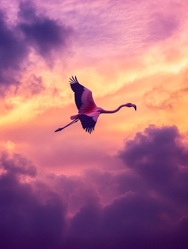 Midjourney Dreamy Flamingo Sky Art: v5.2 vs v6.1 vs v7.0 - v6.1 - Image 2