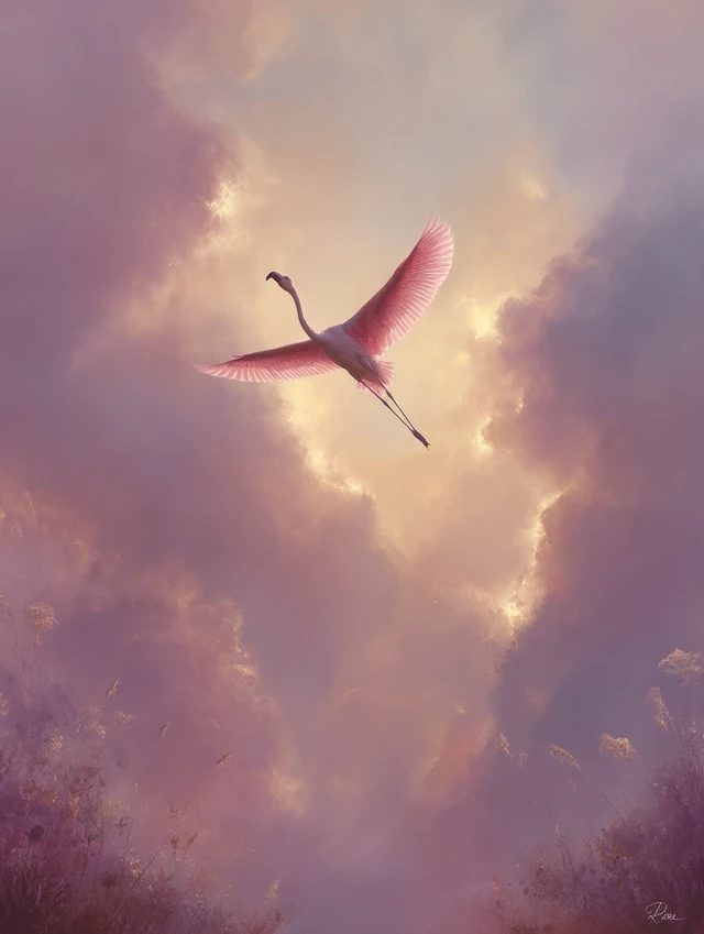 Midjourney Dreamy Flamingo Sky Art: v5.2 vs v6.1 vs v7.0 - v7.0 - Image 3