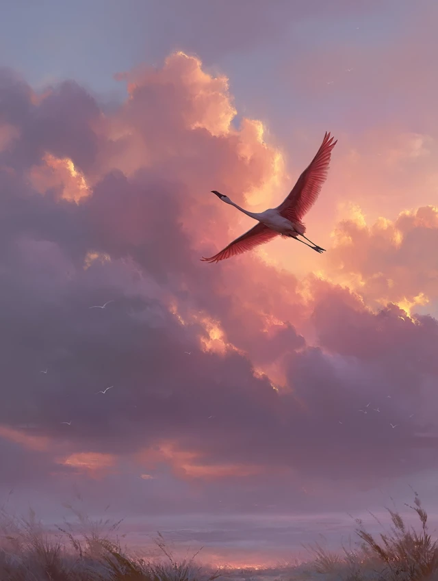 Midjourney Dreamy Flamingo Sky Art: v5.2 vs v6.1 vs v7.0 - v7.0 - Image 1