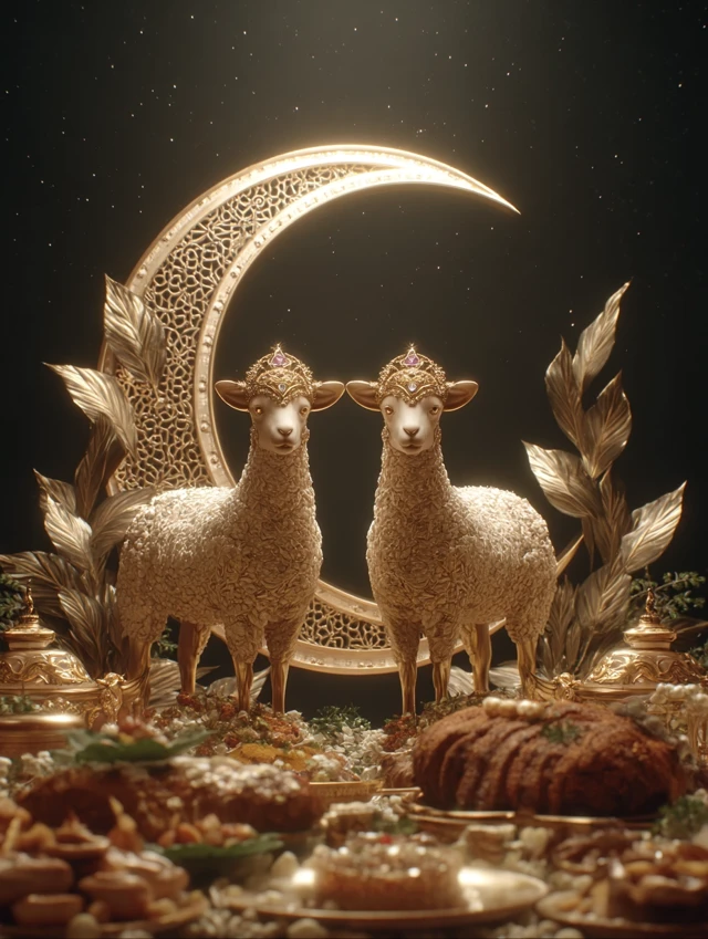 Midjourney’s Evolution: Eid al-Adha Sheep Imagery Compared - v7.0 - Image 1