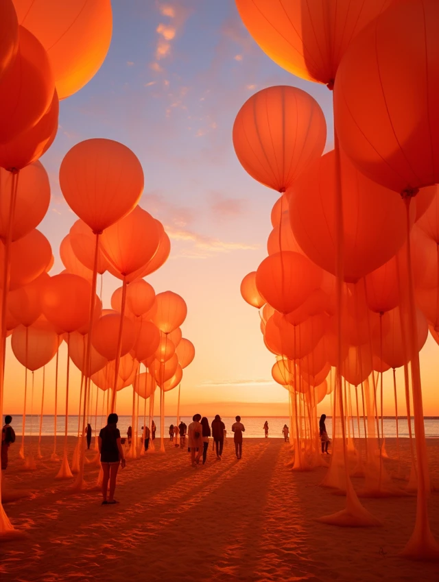 Beach Installation Art: MidJourney’s Sunset Masterpieces - v5.2 - Image 1