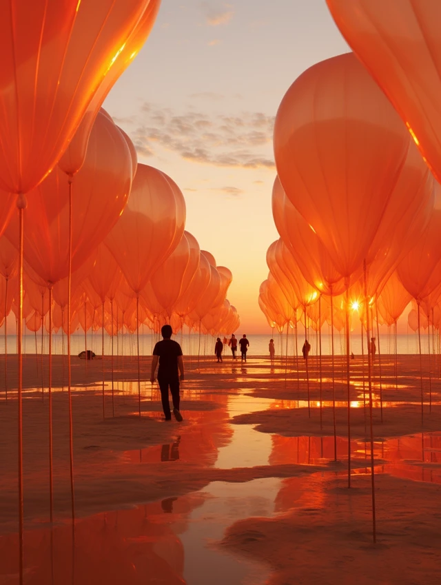 Beach Installation Art: MidJourney’s Sunset Masterpieces - v5.2 - Image 2