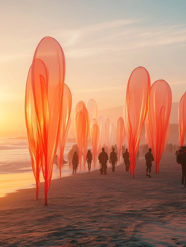 Beach Installation Art: MidJourney’s Sunset Masterpieces - v6.1 - Image 3