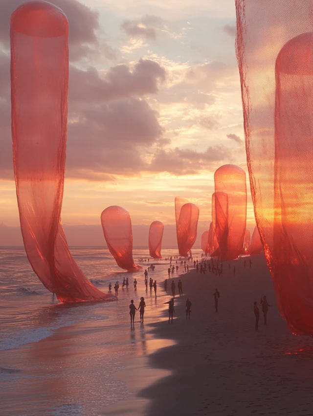 Beach Installation Art: MidJourney’s Sunset Masterpieces - v6.1 - Image 4