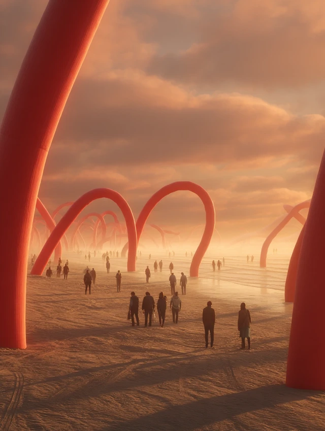 Beach Installation Art: MidJourney’s Sunset Masterpieces - v7.0 - Image 2