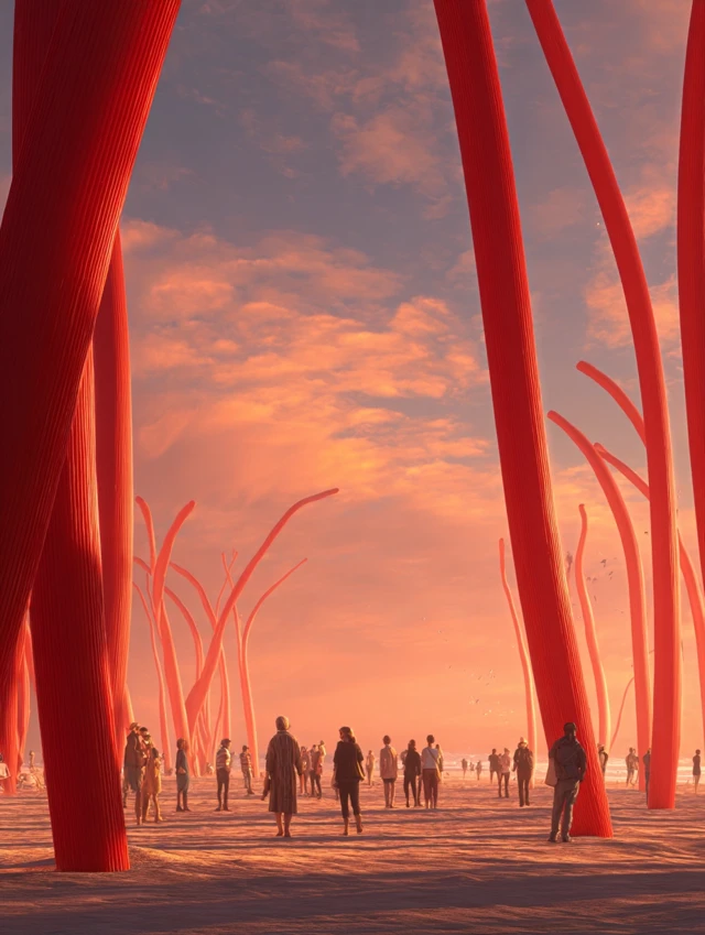 Beach Installation Art: MidJourney’s Sunset Masterpieces - v7.0 - Image 3