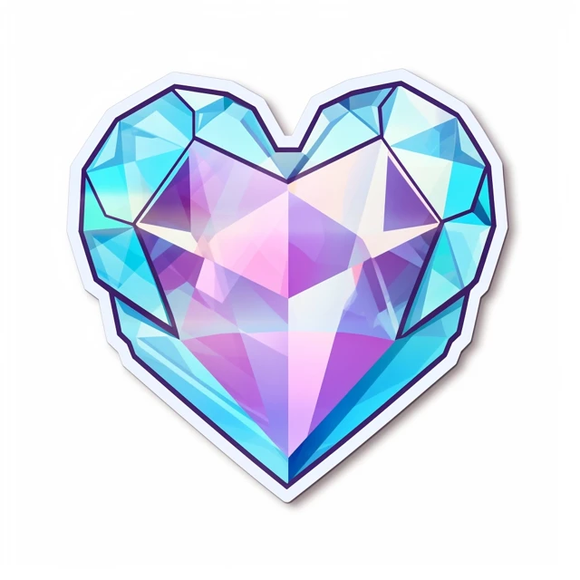 Midjourney Holographic Crystal Heart Sticker Showdown (V5-V7) - v5.2 - Image 3