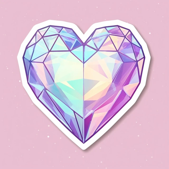 Midjourney Holographic Crystal Heart Sticker Showdown (V5-V7) - v5.2 - Image 2