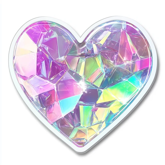 Midjourney Holographic Crystal Heart Sticker Showdown (V5-V7) - v6.1 - Image 3