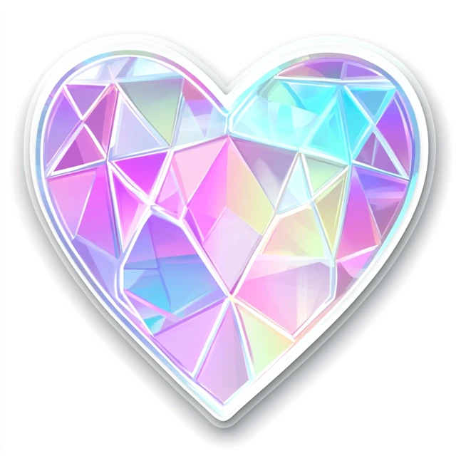 Midjourney Holographic Crystal Heart Sticker Showdown (V5-V7) - v6.1 - Image 4