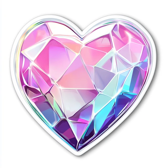 Midjourney Holographic Crystal Heart Sticker Showdown (V5-V7) - v6.1 - Image 2