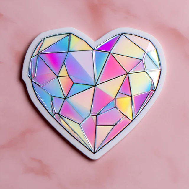 Midjourney Holographic Crystal Heart Sticker Showdown (V5-V7) - v7.0 - Image 2