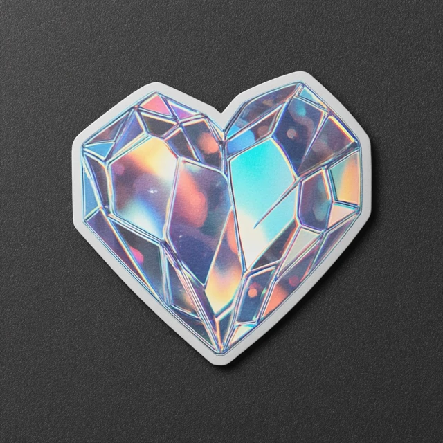 Midjourney Holographic Crystal Heart Sticker Showdown (V5-V7) - v7.0 - Image 3