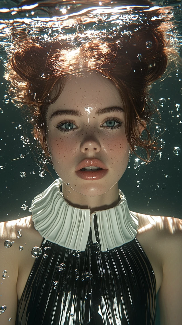 MJ v5.2-v7: Cinematic Underwater Fashion Portrait Evolution - v6.1 - Image 2