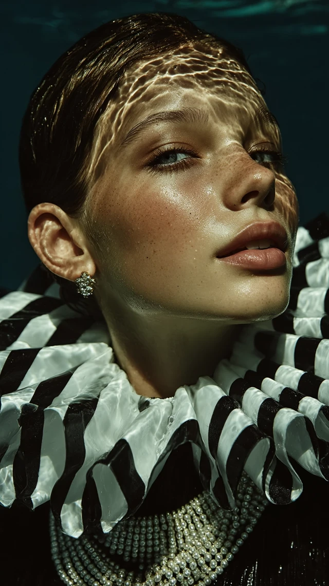 MJ v5.2-v7: Cinematic Underwater Fashion Portrait Evolution - v7.0 - Image 4