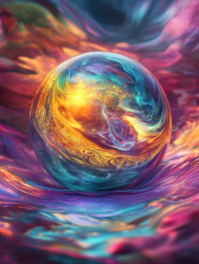 MidJourney Evolution: Surreal Fractal Orb Art Comparison - v6.1 - Image 2