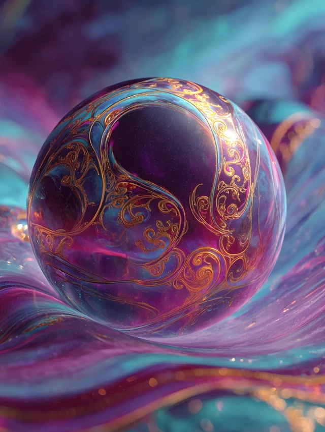 MidJourney Evolution: Surreal Fractal Orb Art Comparison - v7.0 - Image 1