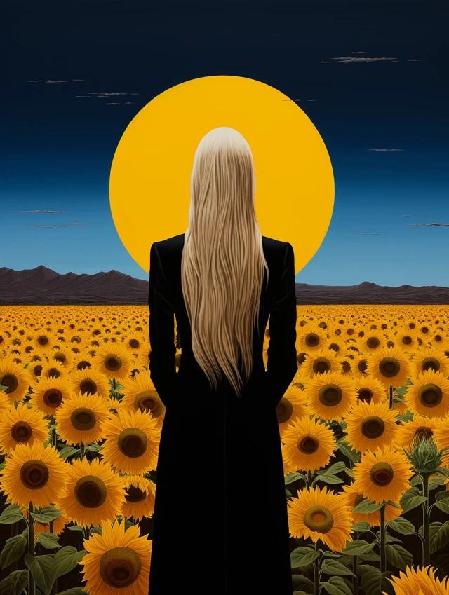 Midjourney Hockney Sunflower Art: v5.2, v6.1, v7.0 Styles - v5.2 - Image 2