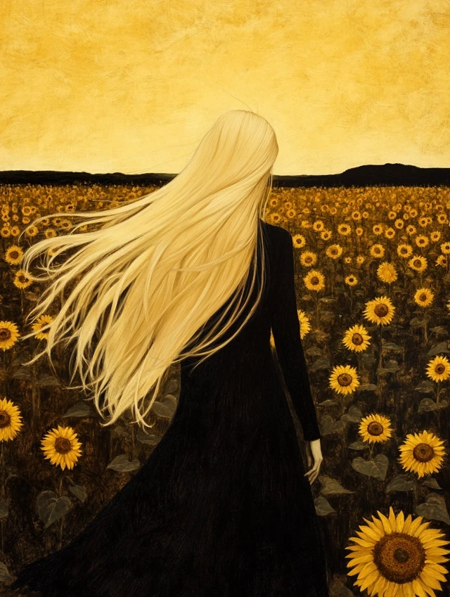 Midjourney Hockney Sunflower Art: v5.2, v6.1, v7.0 Styles - v6.1 - Image 2