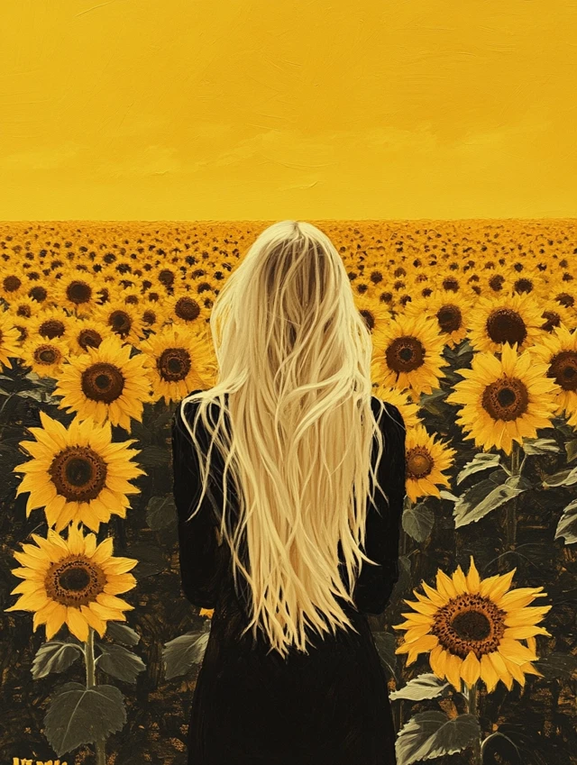 Midjourney Hockney Sunflower Art: v5.2, v6.1, v7.0 Styles - v6.1 - Image 4