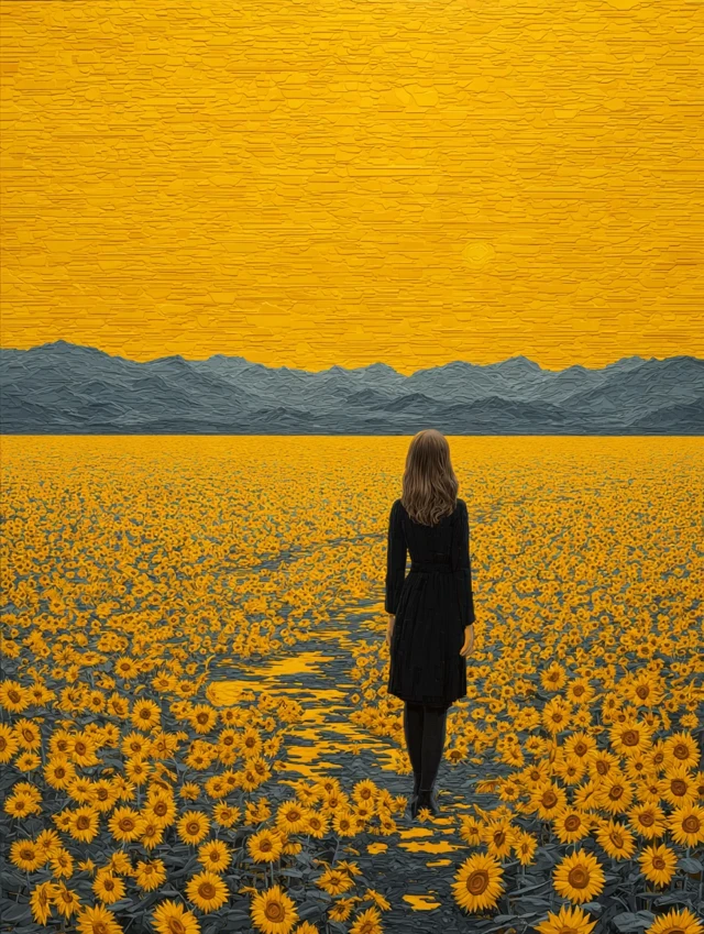 Midjourney Hockney Sunflower Art: v5.2, v6.1, v7.0 Styles - v7.0 - Image 4