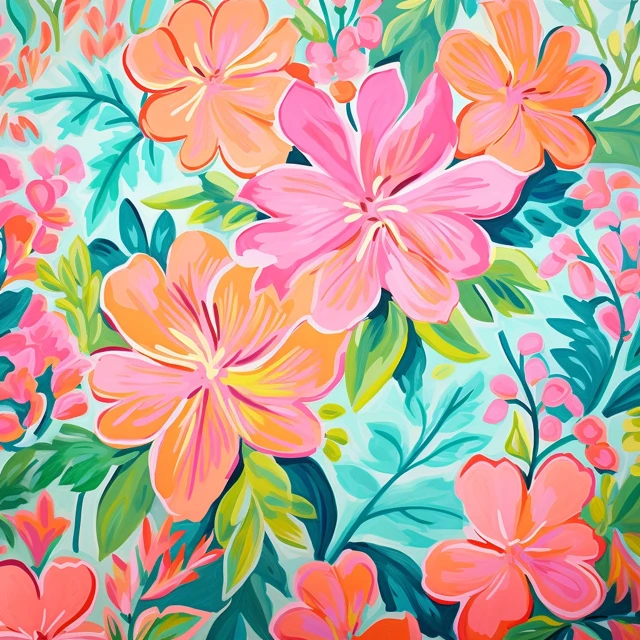Midjourney: Create Lilly Pulitzer Style AI Floral Art - v5.2 - Image 2